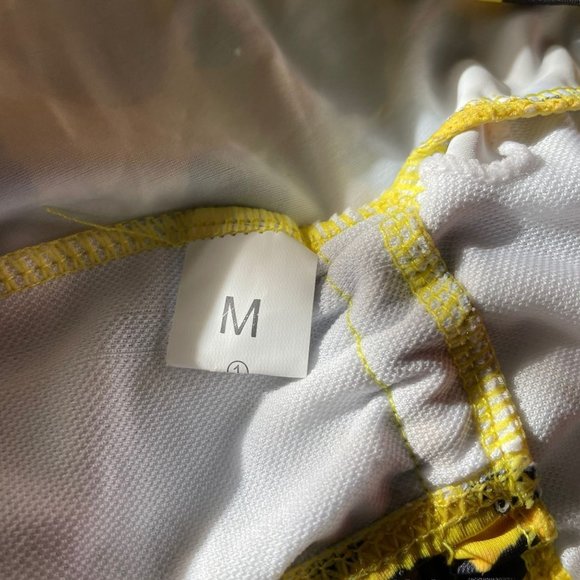 Womens Cut Out Wrap Around One-piece Swimsuit Yellow Black Leopard Size Medium - Picture 6 of 10